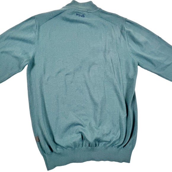 Ping Men's Lgt Blue Merino Wool Blend Sensorwarm 1/4 Zip Sweater Jumper Golf, M - Picture 9 of 16